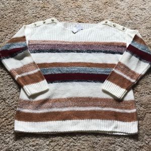 Maurices Multi Stripe Cream Sweater Sz Large NWT